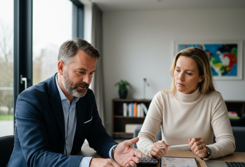 Contra expert in gesprek met klant over schade door Secuur Schade Expert.