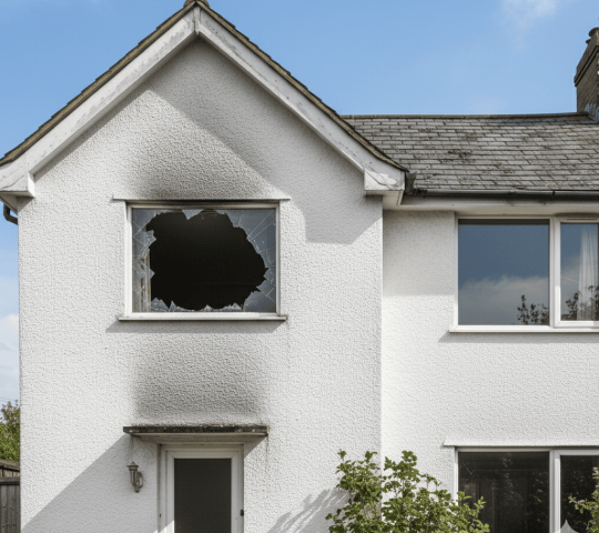 Huis met schade aan de voorgevel Schadevaststelling bij schade door contra-expert Secuur Schade Expert.